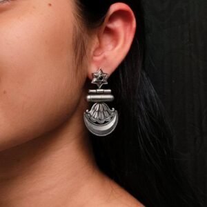 Best Traditional Moon Dangler Earrings | Oxidised Stone Lightweight Jewelry