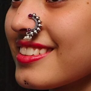 Oxidised Marathi Nath – Affordable Silver Plated Press Nosepin