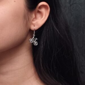 Casual Wear Bicycle Earrings in Silver Plated Perfect Look Hook Design
