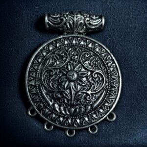 Handcrafted Circle Floral Art Pendant – Jewelry Making Accessory