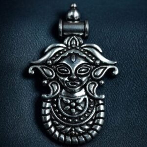 Antique Finish Durga Maa Pendant – German Silver DIY Jewelry Raw Material