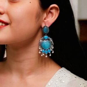 Affordable Oxidized Bird Silver Replica Stone Earrings | Premium Jewelry Gift For Her