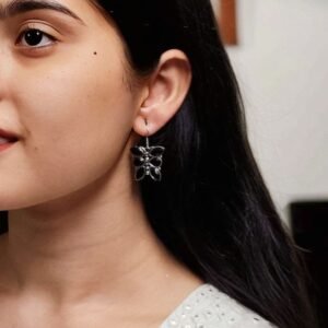 Oxidized Daily Wear Butterfly Hook Earrings | Stone Work Silver Plated Best Jewelry For Girls