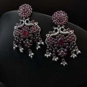 Best Silver Plated Peacock Earrings with Pearl & Stone – Traditional Ethnic Jewelry For Girls