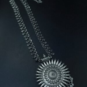 Best Traditional Long Necklace with Pearl Work – Oxidized Silver Plated Ethnic Jewelry