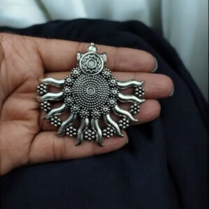 Ethnic Sun Design Pendant | Handmade German Silver Raw Material DIY Jewelry