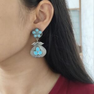 Oxidized Silver Plated Dangler Earrings | Unique Design Western Look Jewelry For Girls