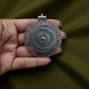 German Silver Round Shape Pendant | Raw Material DIY Jewelry