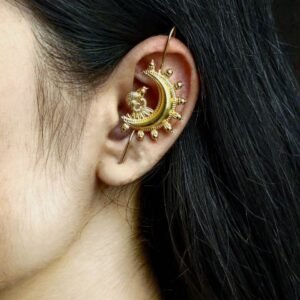 Ethnic Gold Plated Beautiful Peacock Earcuff | Half Moon Stylish Jewelry for Girls