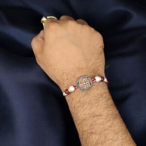 Elegant Silver Plated Swastik Rakhi | 2025 Raksha Bandhan Best Gift for Brother