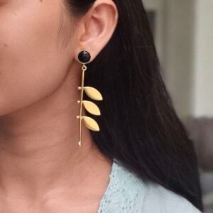 Stylish Western Look alike Leaf Earrings | Gold Plated with Monalisa Stone Beautiful Jewelry