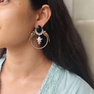 Western Look alike Two-Tone Parrot Earrings | Monalisa Stone Unique Design Ethinc Jewelry