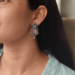Fashionable Western Look Earrings | Unique Design Pearl & Monalisa Stone Jewelry for Women
