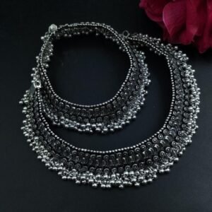 Ethnic Silver Plated Anklet | Traditional Payal Design for Women