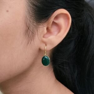 Lightweight Geometric Stone Hook Earrings – Gold Plated Best Design for Daily Use