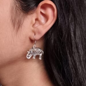 Lightweight German Silver Elephant Earrings | Perfect For Everyday Wear Dangler Hook Jewelry