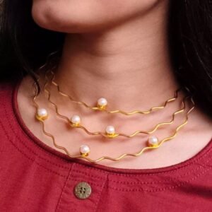 Unique Gold Plated Vintage Look Alike Stone Necklace | Adjustable Thread Ethnic Jewelry