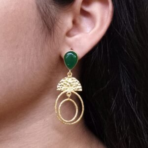 Gold Plated Unique Dangler Earrings | Stone Vintage Look Jewelry for Women