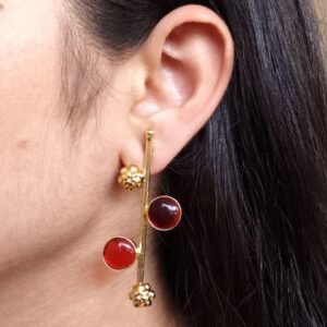 Trendy Gold Plated Flower Earrings | Stone Work Western Look Alike Unique Jewelry for Girls
