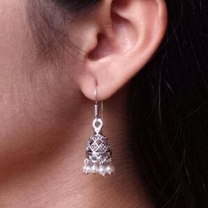 Unique Design Jhumki Earrings | Oxidized German Silver with Elegant Pearl Work Jewelry