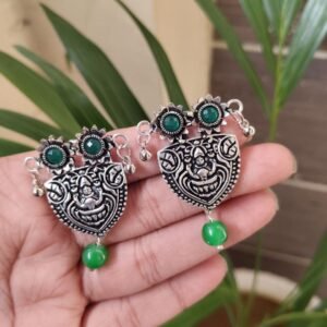 Traditional Antique Stud Earrings | Silver Plated & Stone Work