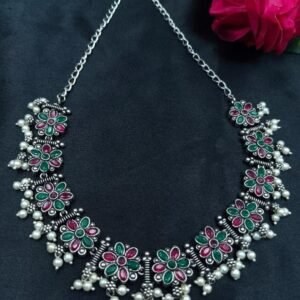 Traditional Flower Design Choker Necklace | Pearl & Stone Work Best Jewelry
