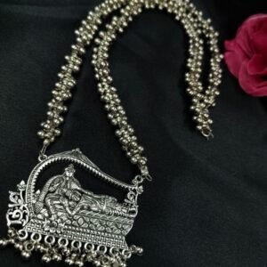 Beautiful Religious Lord Vishnu & Laxmi Necklace | Ghungroo Chain Navratri Special Jewelry