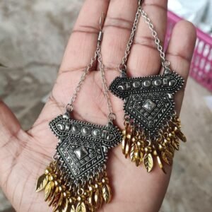 Oxidised Light Weighted Dual Tone Earring