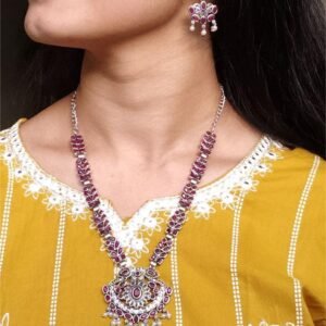 Traditional Oxidized Necklace Set | Pearl & Stone Detailing Handmade Perfect Party Wear Jewelry