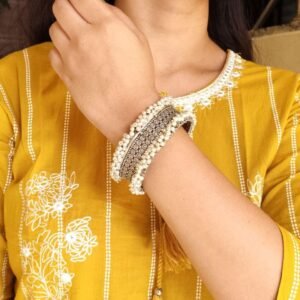 Silver Replica Cuff Bangle in Premium Quality | Best Pearl Work Bracelet