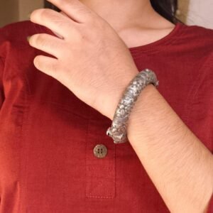 Traditional Silver Replica Flower Bangles | Oxidized Openable Kada Amazing Jewelry for Girls