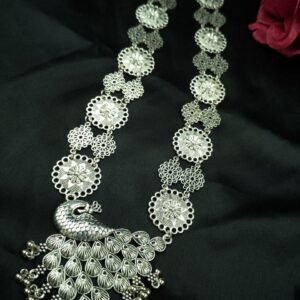 Traditional Long Peacock Necklace | German Silver Ghungroo Best Ethnic Jewelry