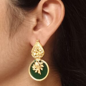 Gold Plated Floral Art Bird Stud Earrings | Monalisa Stone Ethnic Western Look Perfect Jewelry For Women