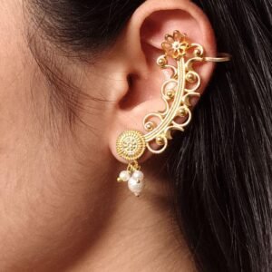 Handcrafted Gold Plated Floral Art Earcuff | Ethnic Statement Amazing Jewelry for Women