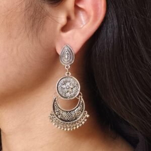 Elegant Flower Dangler Earrings | German Silver Best Floral Art Jewelry