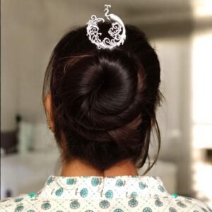 Elegant Peacock Juda Pin | Oxidized Silver Replica Best Hair Accessory for Girls