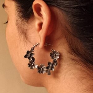 Handcrafted Flower Design Earrings | Everyday Ethnic Silver Look Perfect Jewelry For Girls