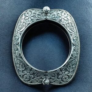 Designer Oxidized Floral Art Bangle | Silver Replica Best Openable Kada for Daily Wear