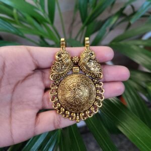 Gold Plated German Silver Peacock Pendant Raw Material for Premium Jewelry Making Designs