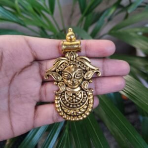 Maa Durga Gold Plated Pendant for Traditional Designer Jewelry Making Craft Projects