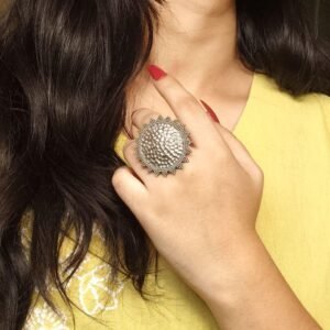 Handcrafted Unique Ring | Oxidized Silver Replica Adjustable Best Jewelry for Girls
