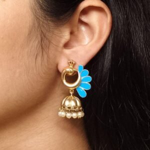 Beautiful Peacock Meenakari Earrings | Gold Plated Jhumki Pearl Ethnic Dangler Jewelry