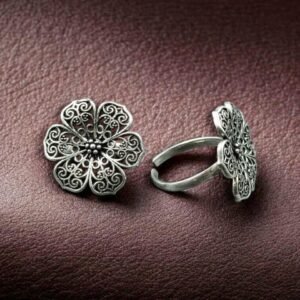 Handcrafted Floral Design Toe Ring | Oxidized Silver Plated Daily Wear Best Jewelry
