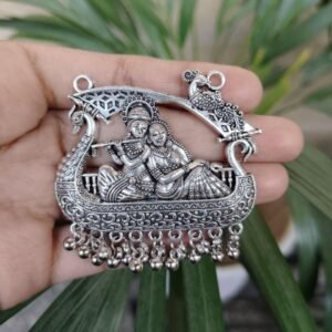 Silver Plated Religious Pendant with Ghungroo Raw Material for Traditional Jewelry Making