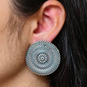 Beautiful Design Oxidized Stud Earrings | Silver Replica Daily Use Jewelry