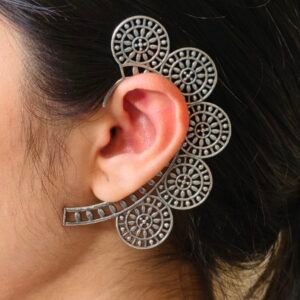Beautiful Circle Earcuff | Oxidized Silver Replica Non-Piercing Statement Jewelry