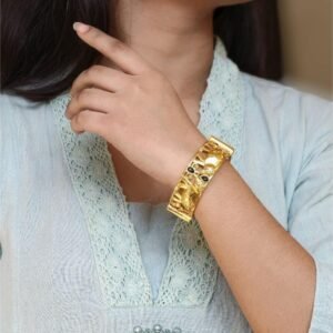 Handcrafted Elephant Bangle | Stone Work Gold Plated Amazing Jewelry
