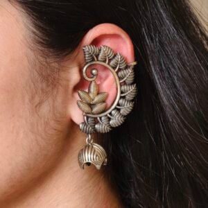 Vintage Look Two-Tone Jhumka Earcuff | Leaf Design Statement Beautiful Jewelry