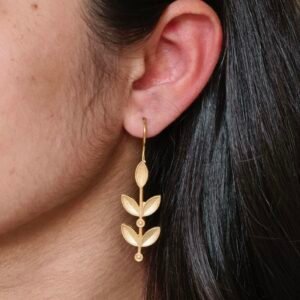 Gold Plated Leaf Design Hook Earrings | Best Handcrafted Jewelry For Girls