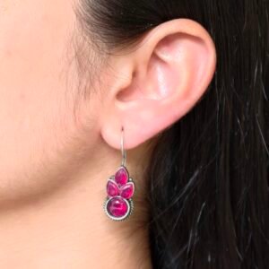 Traditional Silver Replica Hook Earrings | Stone Work Best Daily Wear Jewelry For Girls